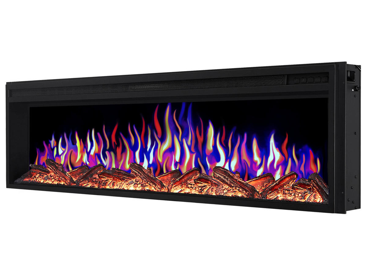 EINBAU-ELEKTROKAMINEINSATZ AF58 Multicolor – Breite 110 cm, 3D-Flammeneffekt, mehrfarbige Flammen, Heizfunktion - Schwarz, Glas/Metall (148.2/42.5/19cm) - ArtiFlame