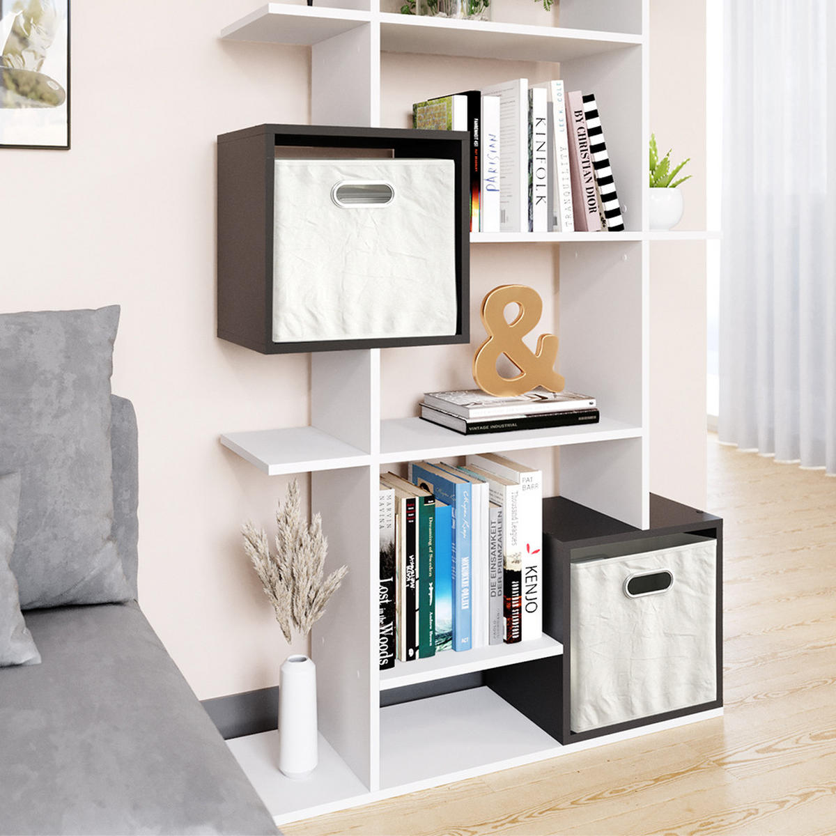 RAUMTEILER Cube Weiß/Anthrazit 92 x 187.7 cm - Anthrazit/Weiß, Holzwerkstoff (92/187.7/29cm) - Vicco