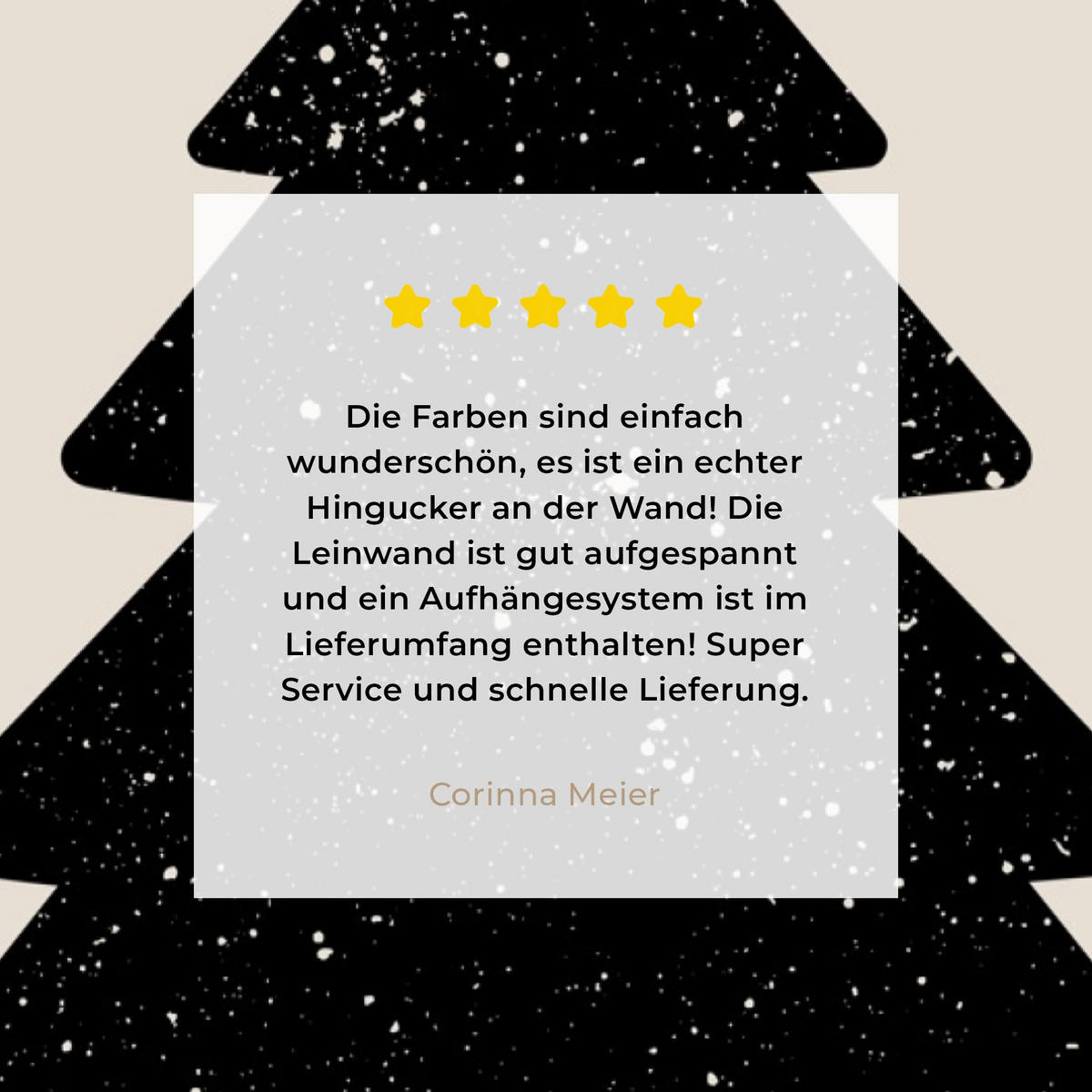 LEINWANDBILD Weihnachtsbaum - Schwarz - Urlaub - Beige 90x140 cm - Schwarz, Textil (90/140cm) - MuchoWow