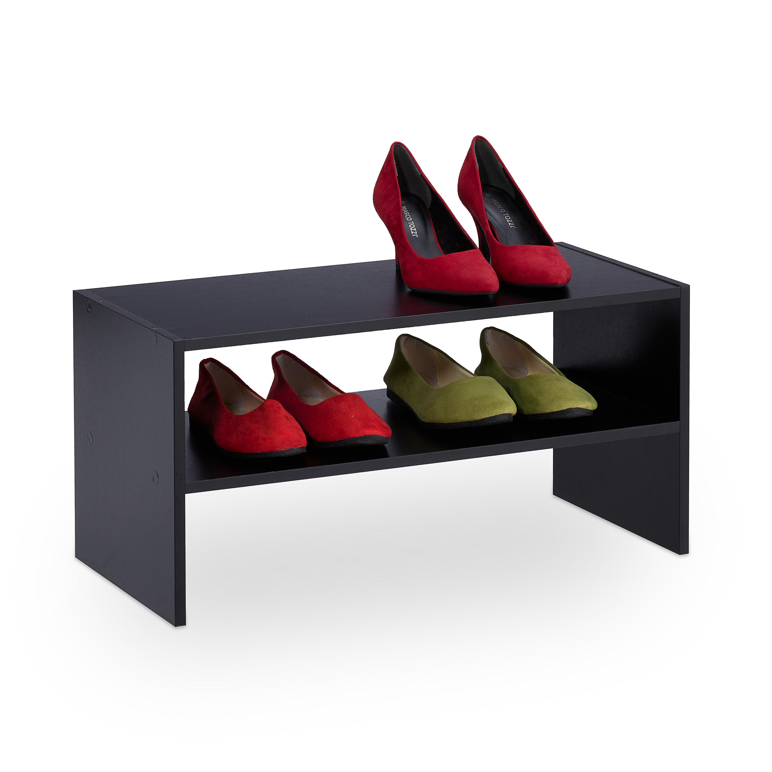 SCHUHREGAL - Schwarz, Holzwerkstoff (60/29.5/29.5cm) - Relaxdays