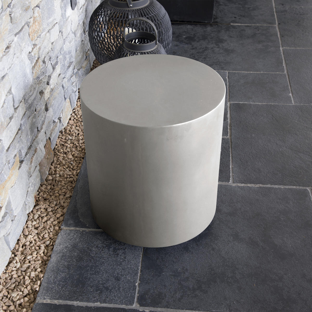 BEISTELLTISCH ROME Rund Groß Zementoptik 45 x 45 x 51 cm - Grau, Naturmaterialien (45/45/51cm) - Elementi