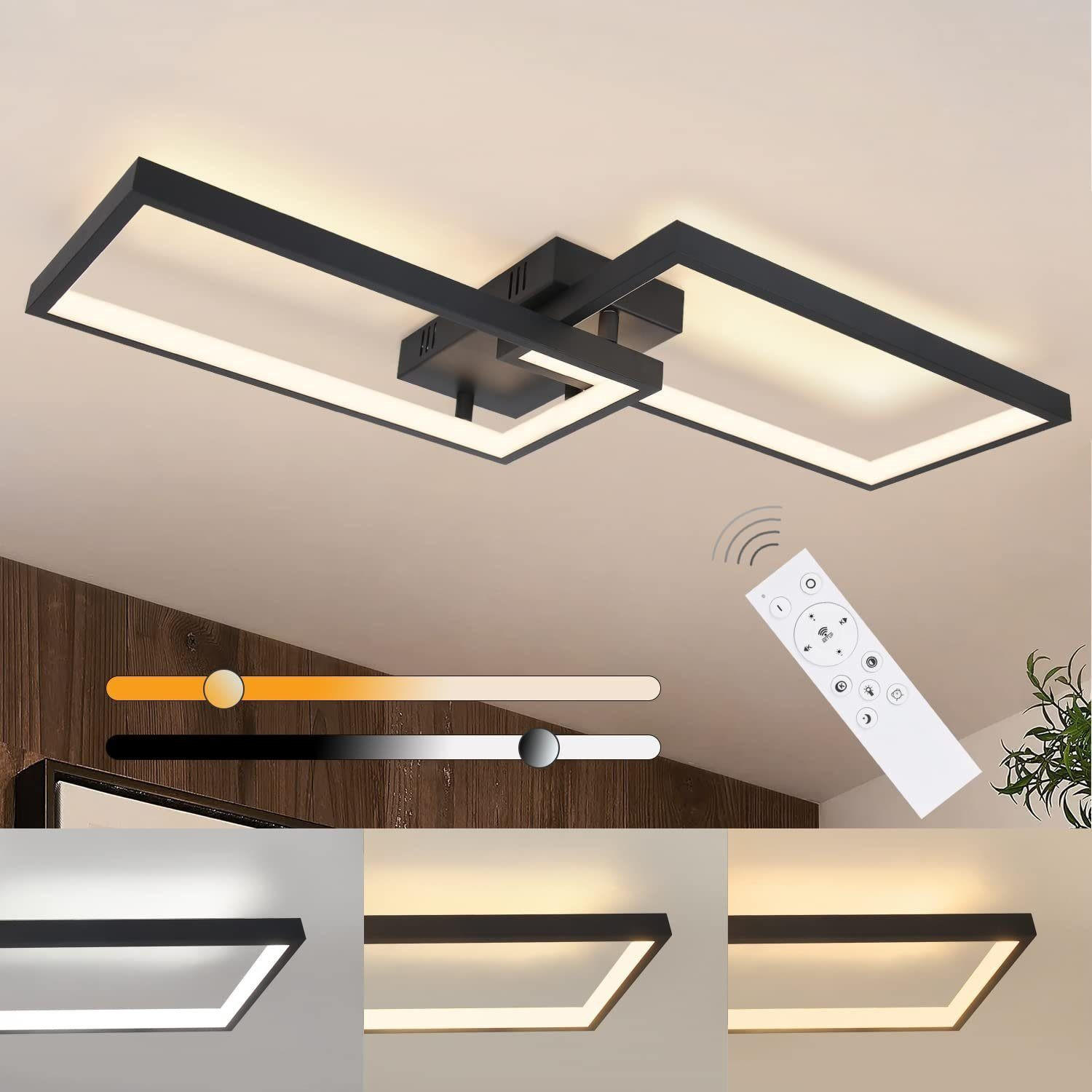 LED-DECKENLEUCHTE Kranzmarck 29/7/60 cm - Schwarz, Metall (60/29/7cm) - ZMH