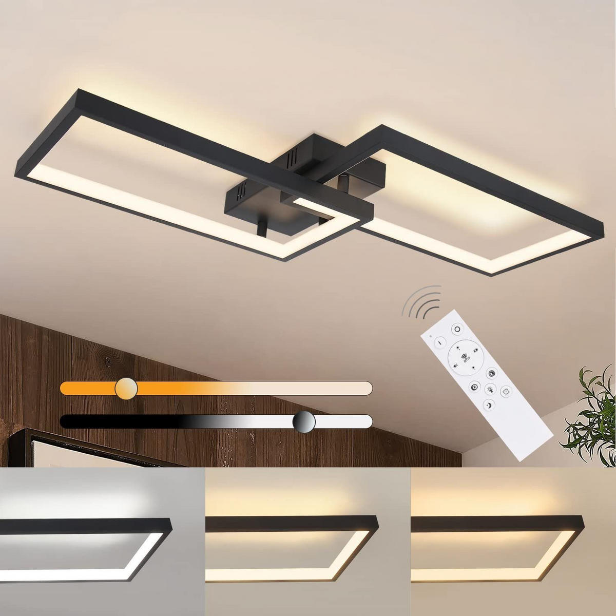 LED-DECKENLEUCHTE Kerrigan 60/29/7cm - Schwarz, Metall (60/29/7cm) - ZMH