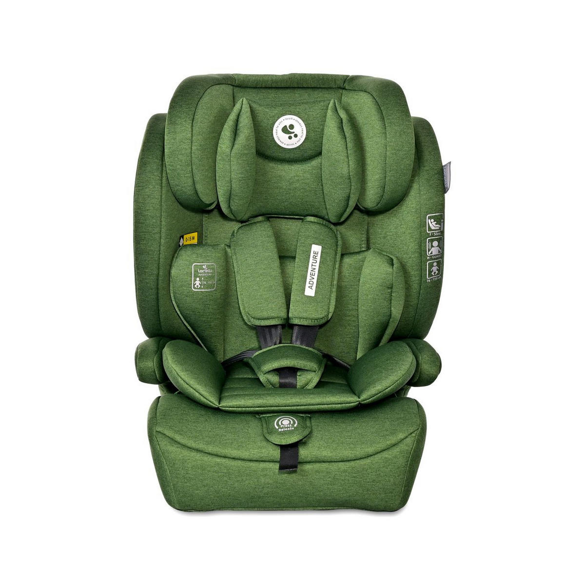KINDERSITZ i-Size Adventure grün (76-150 cm) Kopfstütze verstellbar bis 36 kg - Grün, Kunststoff (46/78/40cm) - Lorelli