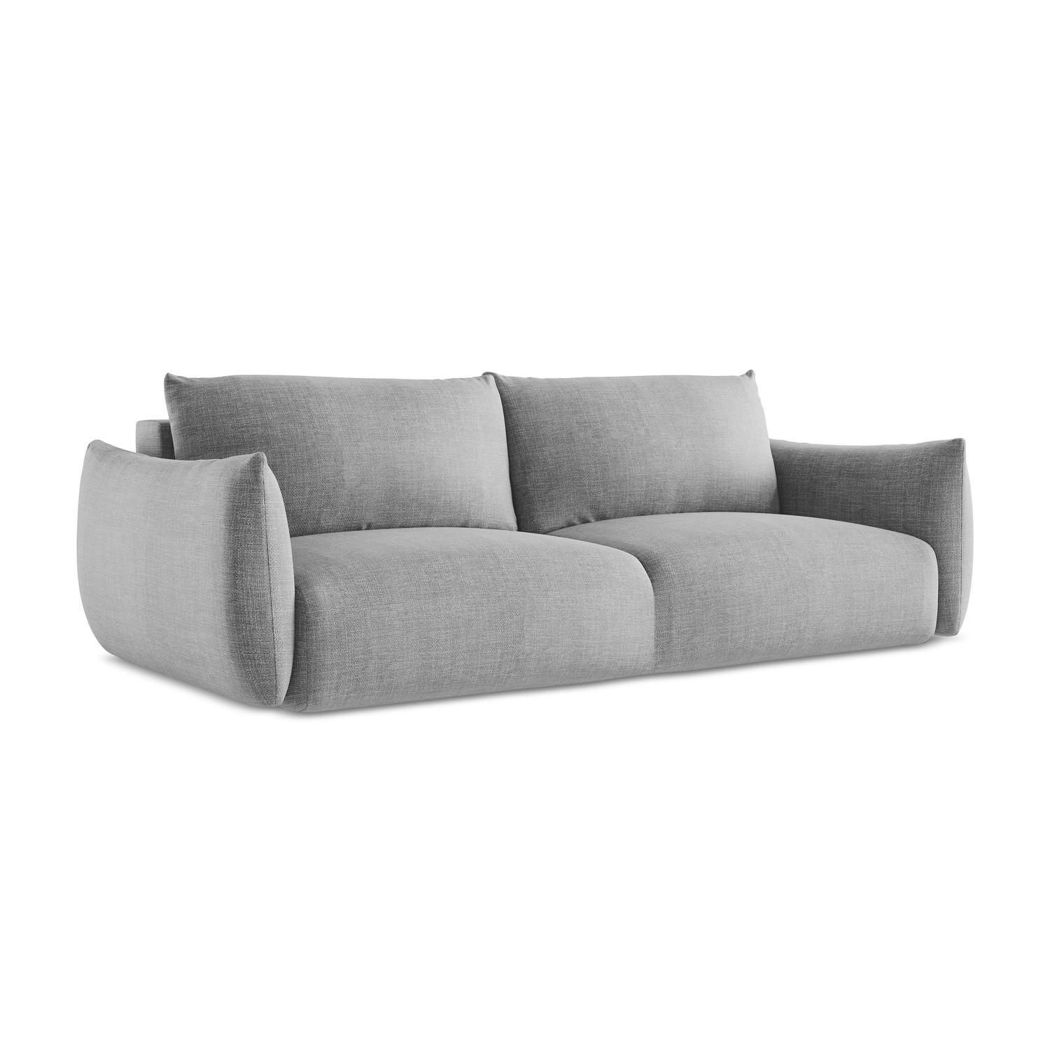 3-SITZER SOFA mit Schlaffunktion Strukturstoff Grau - Hellgrau/Schwarz, Holzwerkstoff/Kunststoff (230/90/105cm) - LaMiaSofa