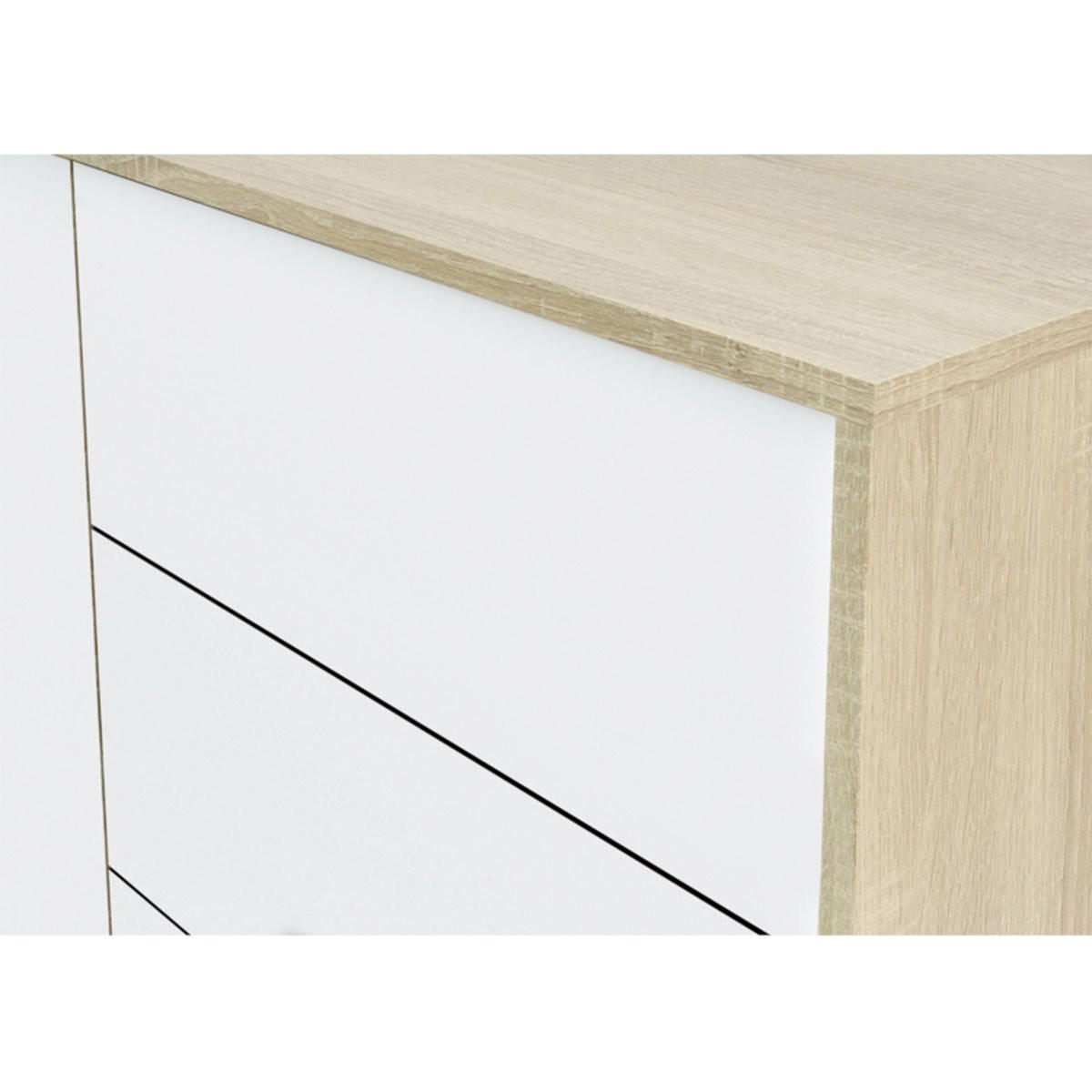 SIDEBOARD mit 2 Türen und 3 Schubladen Brooklyn - L154cm - Weiß, Holzwerkstoff (41/74/154cm) - Calicosy