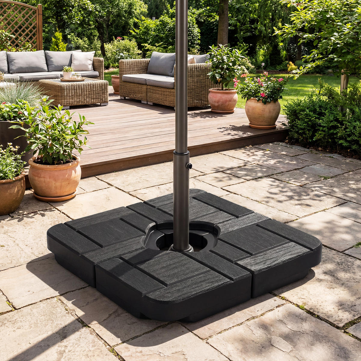 PARASOLLFOT 48L svart - Svart, Plast (80/80cm) - COSTWAY