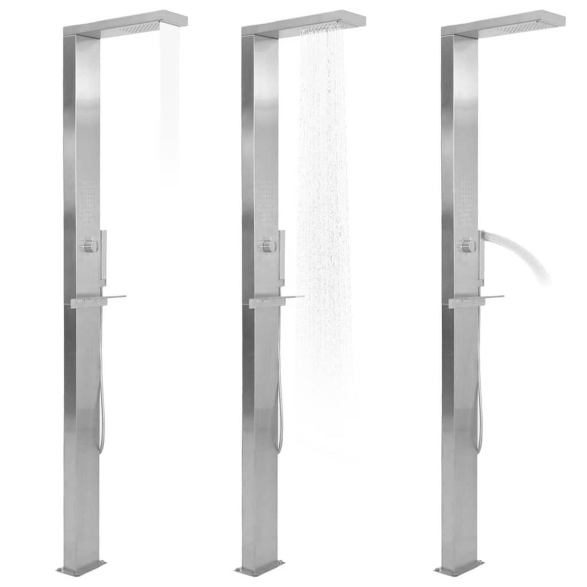 GARTENDUSCHE Edelstahl Quadratisch - Silberfarben, Metall (44/210/15cm) - vidaXL