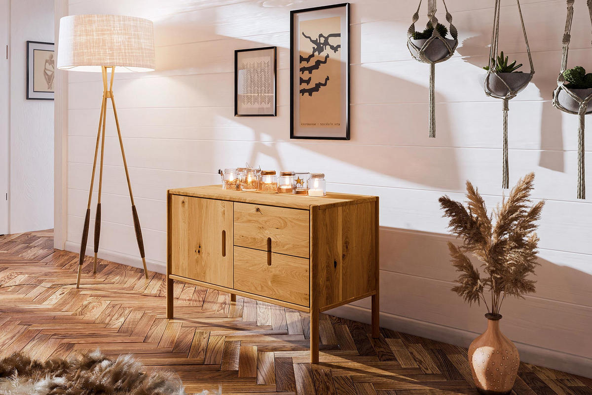 KOMMODE INA Wildeiche - Mokka, Holz (97/64/46cm) - byoak