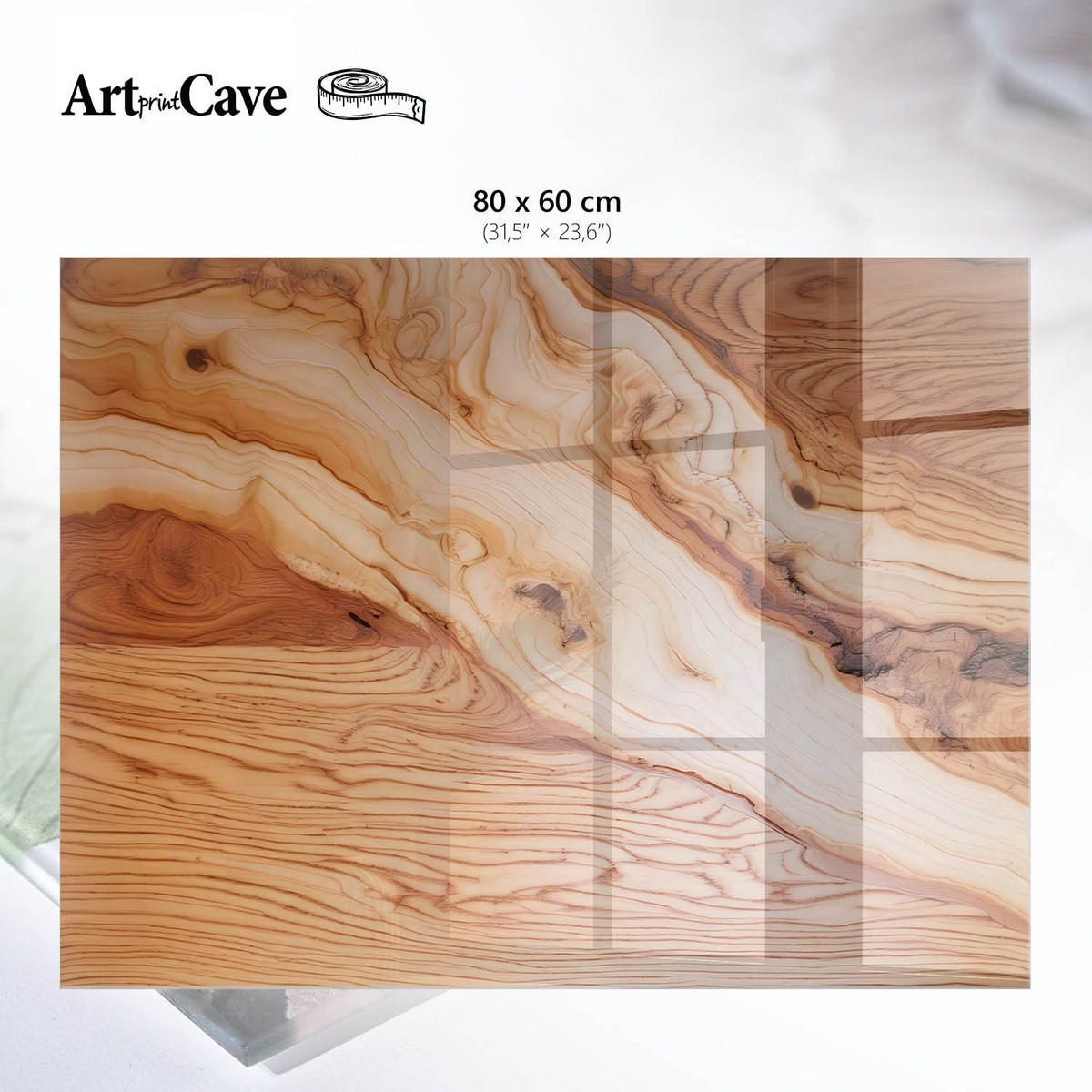 GLASPLATTE 80x60 cm – Holzringe - Braun, Glas (0.4/80/60cm) - ArtPrintCave