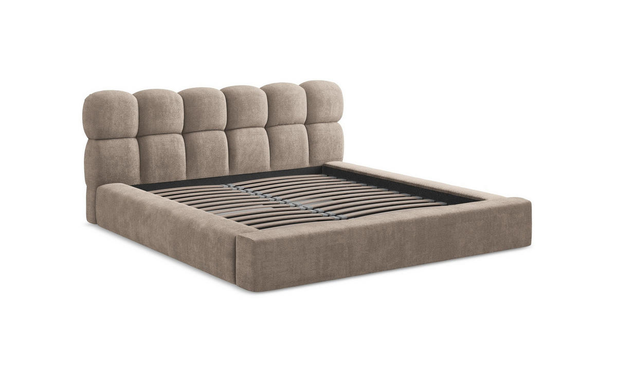 POLSTERBETT mit Bettkasten und Lattenrost 220x240 Grau - Schwarz/Grau, Kunststoff/Textil (180/200cm) - Makamii