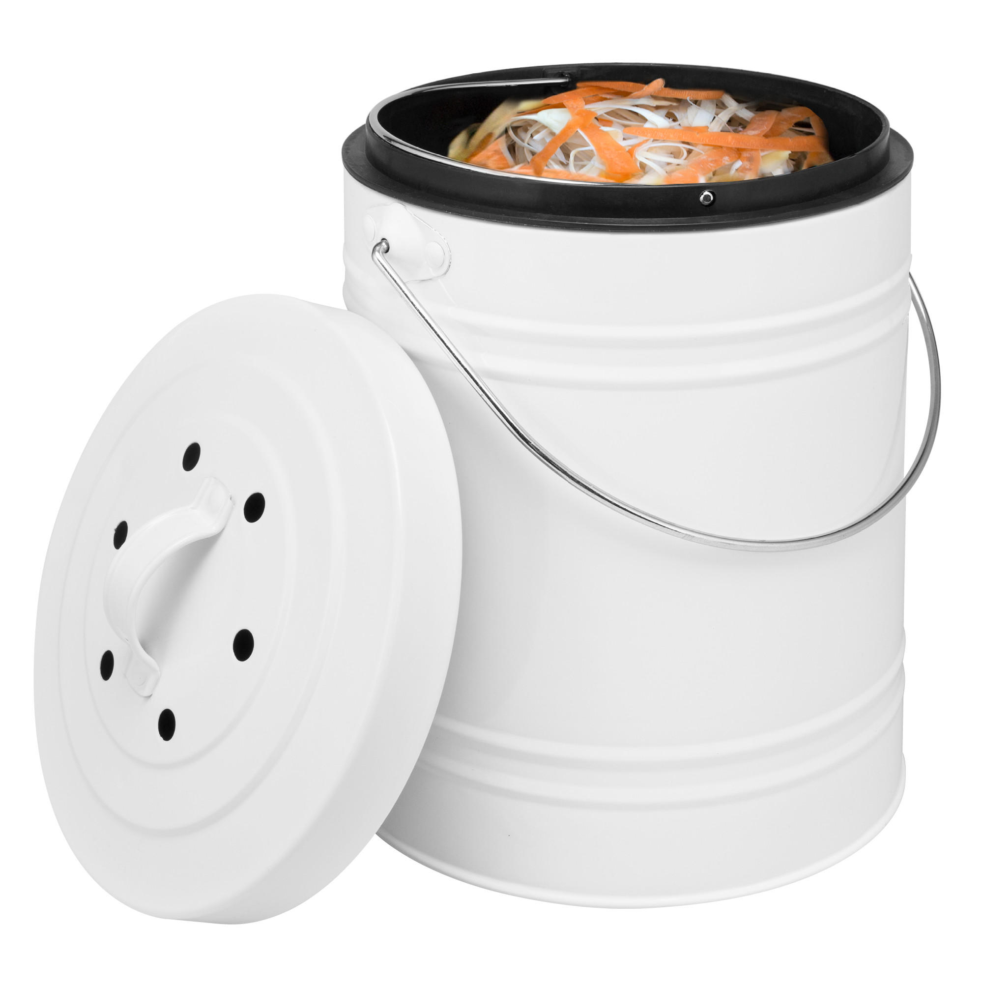 KOMPOSTEIMER 5 Liter, weiß, Metall - Weiß, Metall (20.5/29.5/20.5cm) - bremermann