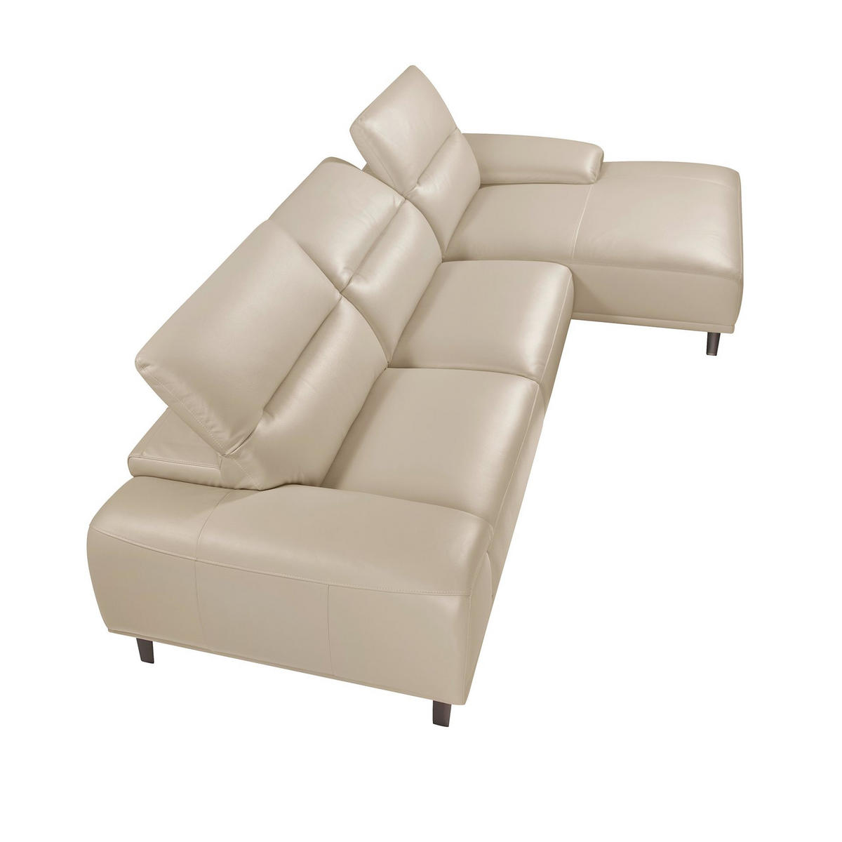 ECKSOFA Rechtes Chaiselongue-Sofa in Leder taupe grau 316/176/102 cm - Dunkelgrau, Leder (316/176cm) - ANGEL CERDA