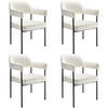 ARMLEHNSTUHL 4er Set Doé 58 x 62 x 85 cm Samtoptik off-white - Weiß/Samtahornfarben, Textil (58/85/62cm) - tectake