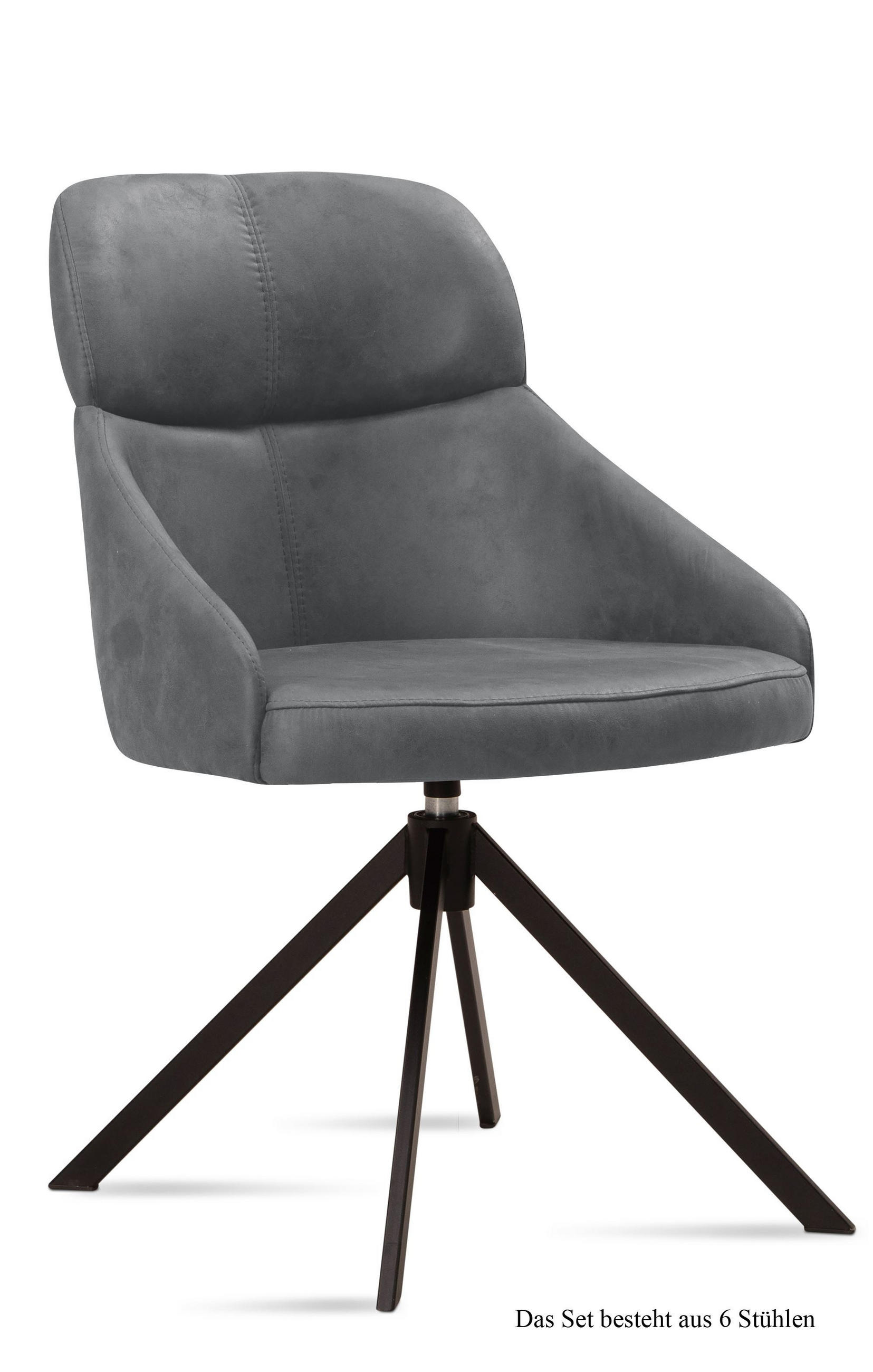 ESSZIMMERSTUHL drehbar (6er-Set) Derska 52x82x63 Schwarz/Grau - Schwarz/Grau, Kunststoff (63/82/52cm) - 58aufmkessel