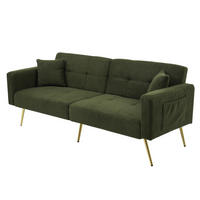 SCHLAFSOFA Sherpa mit verstellbarer Rückenlehne und Seitentaschen Antikgrün 175/64/72 cm - Grün, Textil (64/72/175cm) - Redom