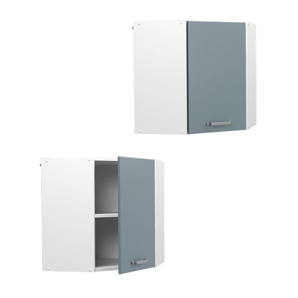 ECKHÄNGESCHRANK R-Line Blau-Grau 57 cm - Blaugrau/Weiß, Holzwerkstoff (57/60/34.1cm) - Vicco
