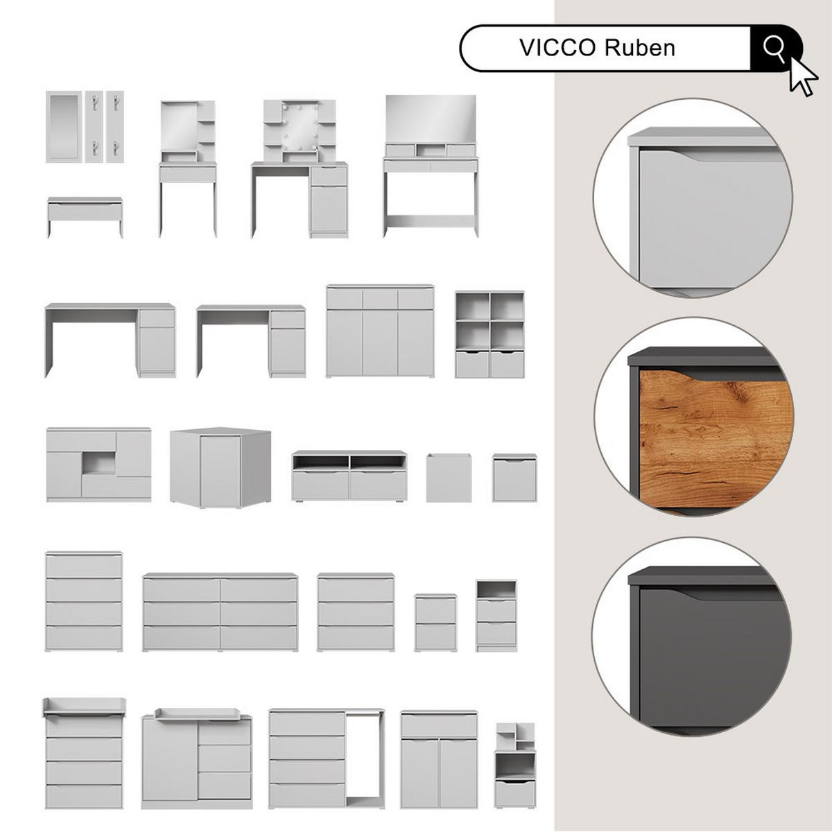 BADSPIEGELSCHRANK Ruben Weiß 60 x 60 cm - Weiß, Holzwerkstoff (60/60/20cm) - Vicco