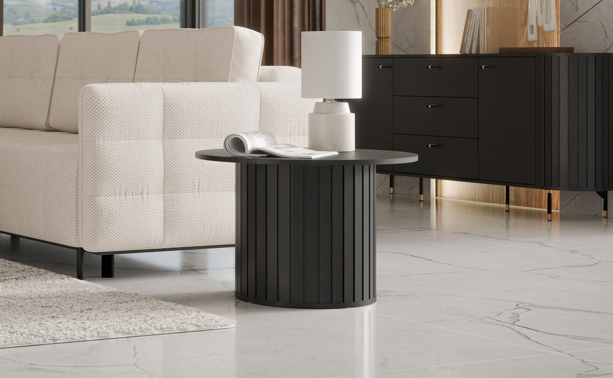 COUCHTISCH rund Schwarz 70x45 cm - Schwarz, Holzwerkstoff (70/70/45cm) - designimpex