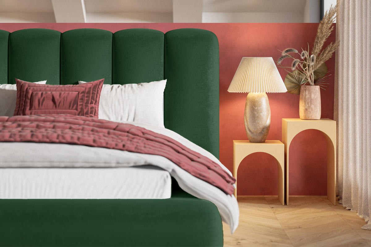 DOPPELBETT 160x200 cm Lumaro mit Dicker Schaum und Bettkasten, Grün - Grün, Holz/Textil (160/200cm) - Emporius