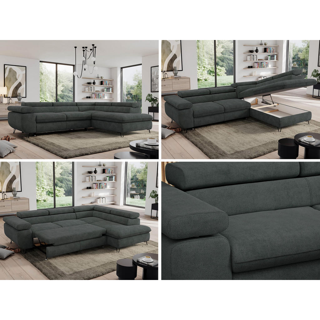Thumbnail - MKS Ecksofa, Dunkelgrau, Textil, 3-Sitzer, L-Form,L-Form, 273x208 cm, Oeko-Tex®, Wohnzimmer, Sofas & Couches, Wohnlandsc...