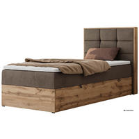 BOXBETT ALBERO 1 90/200 - Braun Velvet - Topper T25 - H4 - Rechts - Schwarz/Braun, Kunststoff/Textil (90/200cm) - MKS