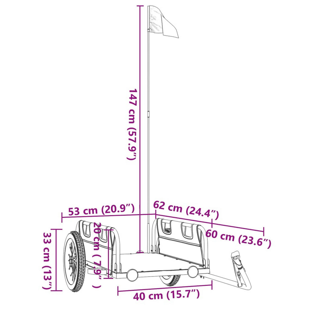 FAHRRADANHÄNGER Schwarz Oxford-Gewebe Und Eisen - Schwarz, Metall (53/33/122cm) - vidaXL
