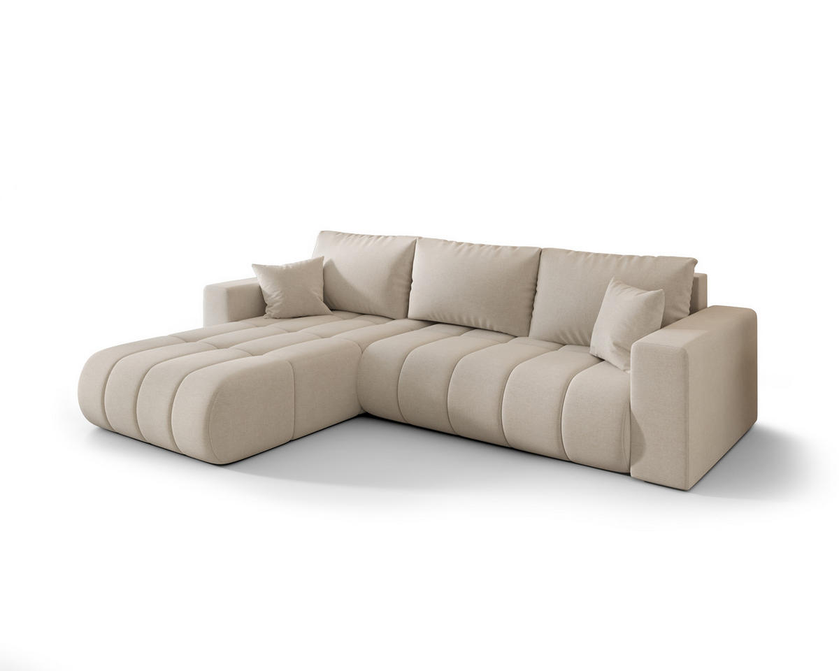ECKSOFA ARDEN Samt Beige L - Links - Beige, Textil (175/280cm) - Luxkor24