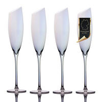 CHAMPAGNER/SEKT Glas mit moderner Kante Regenbogen Schimmer 150 ml (4er-Set) - Transparent, Glas (0.15L) - Intirilife