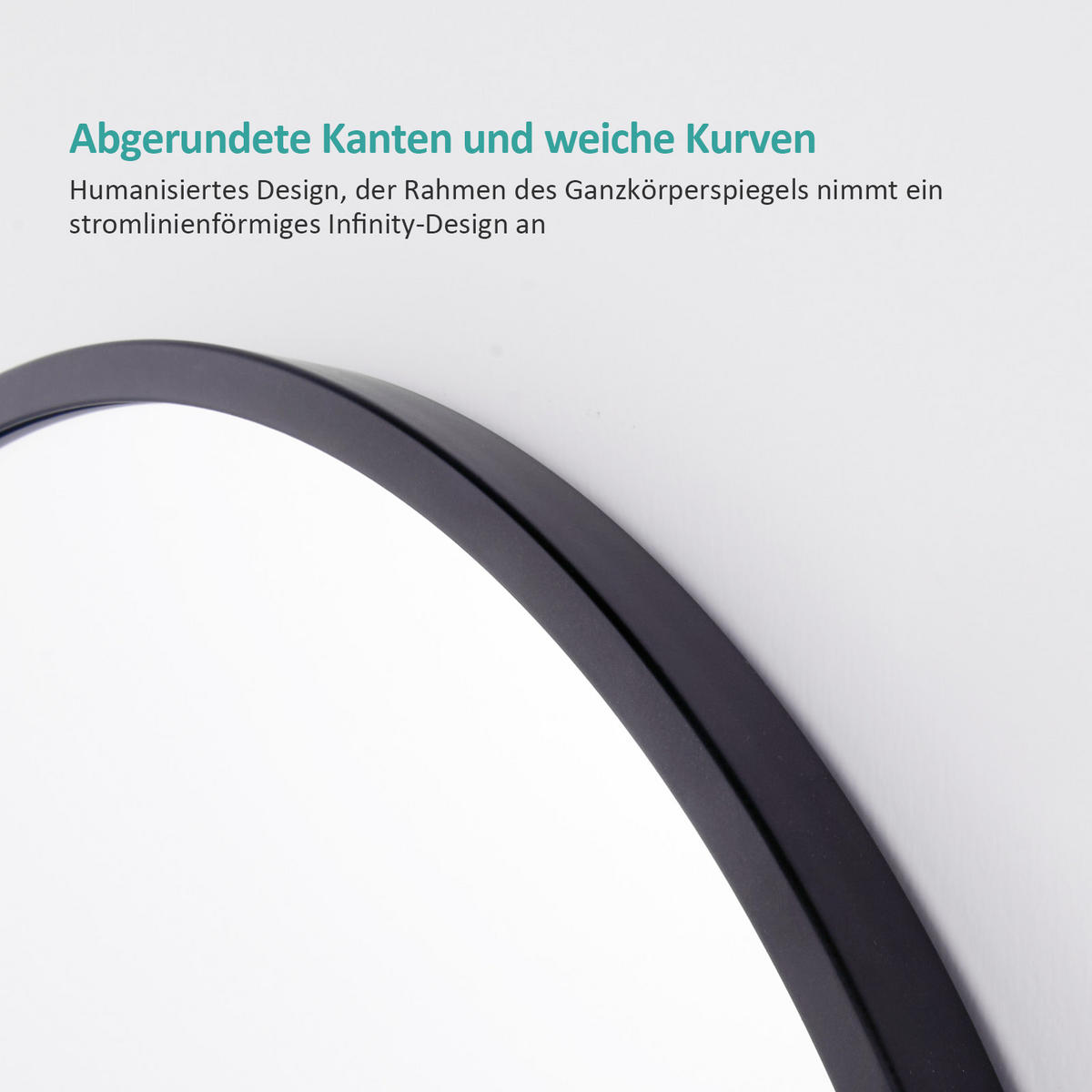 STANDSPIEGEL mit Rahmen Gehärteter Silberspiegel Schwarz 147/45 cm - Schwarz, Glas/Metall (45/147/147cm) - EMKE
