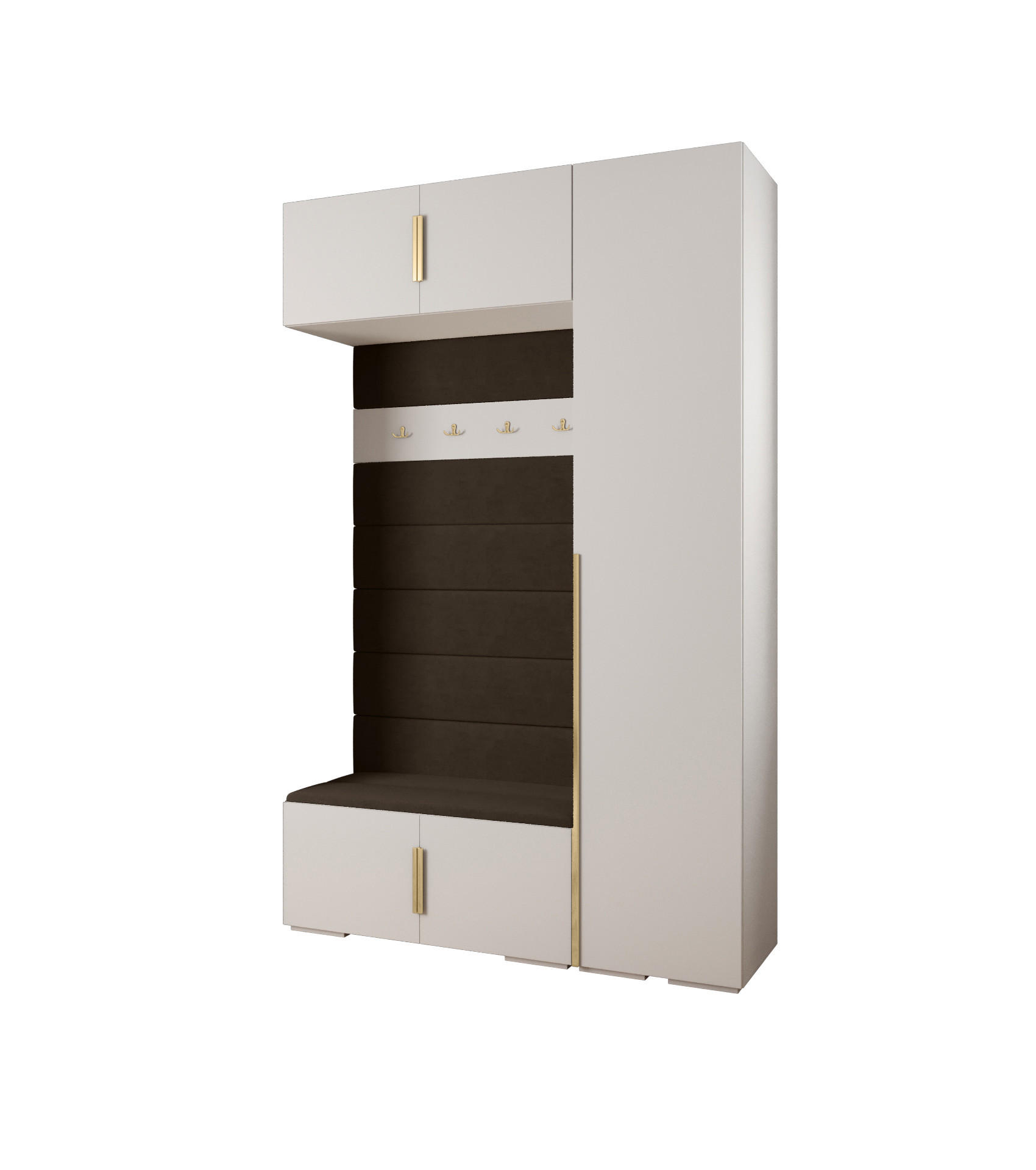 Abiks Möbel Garderoben-Set Weiß, Braun, Gold 150x236.7x47 cm