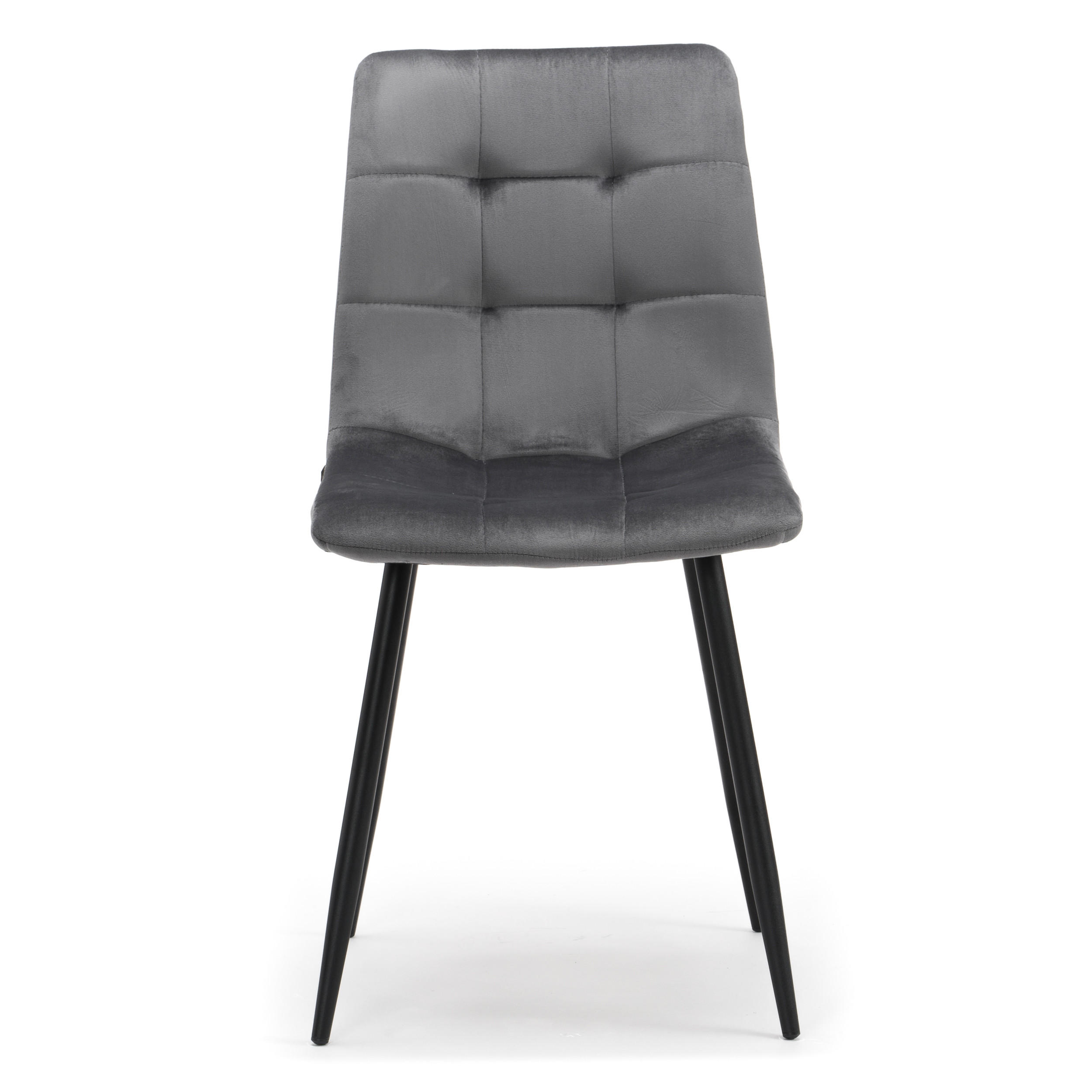 STUHL PARMA gepolsterter mit Steppung - grau - Samt Velour - Schwarz/Grau, Textil/Metall (44/89/45cm) - NEW HOME