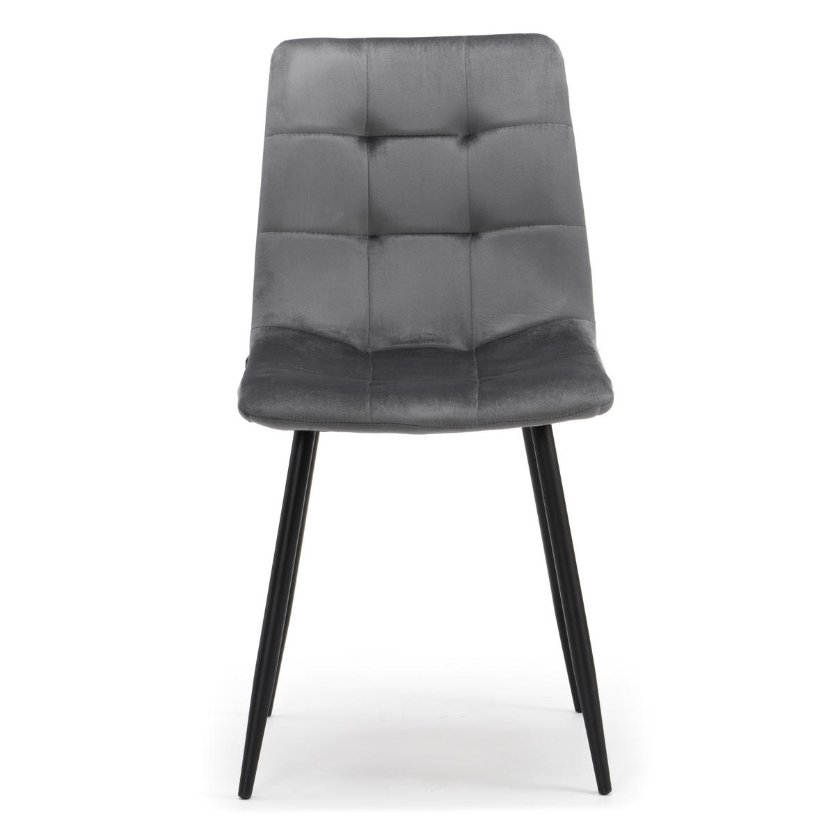 STUHL PARMA gepolsterter mit Steppung - grau - Samt Velour - Schwarz/Grau, Textil/Metall (44/89/45cm) - NEW HOME