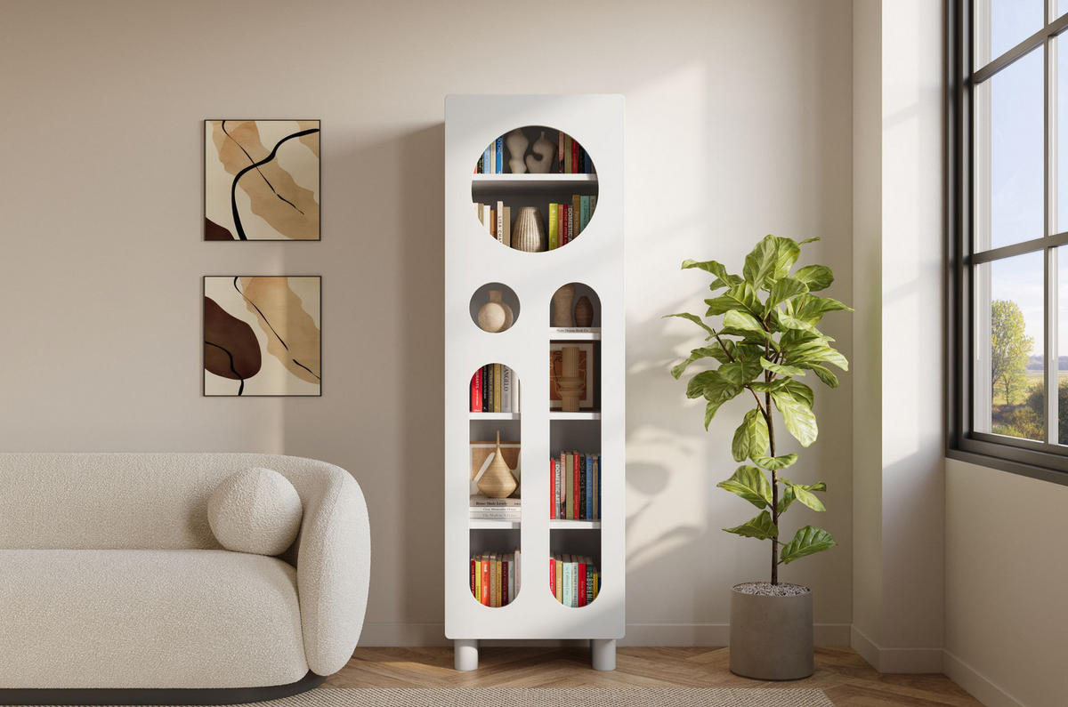 BÜCHERREGAL Oko, Weiß, 6 Fächern, 192 cm - Weiß, Holzwerkstoff (60/192/41.6cm) - Skandica