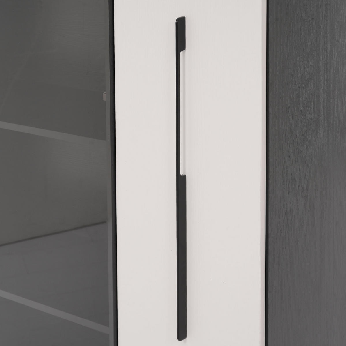 VITRINE 110cm Weiß Schwarz Glas LED Rollschrank modern - Multicolor, Holzwerkstoff (110.5/160/35cm) - FLIEKS