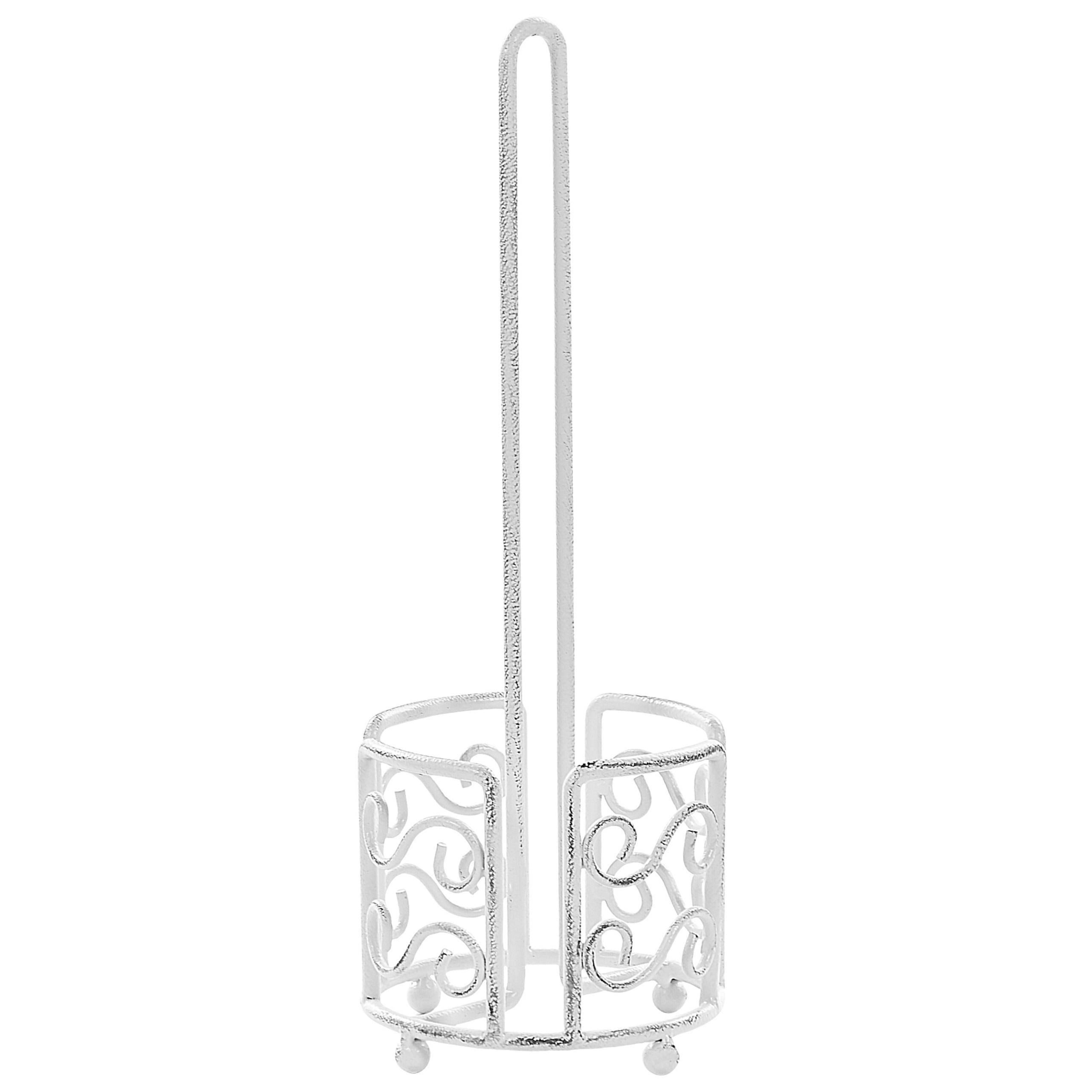 TOILETTENPAPIERSTÄNDER Metall Antik Optik weiß Mandi - Weiß, Metall (16/41/16cm) - Beliani