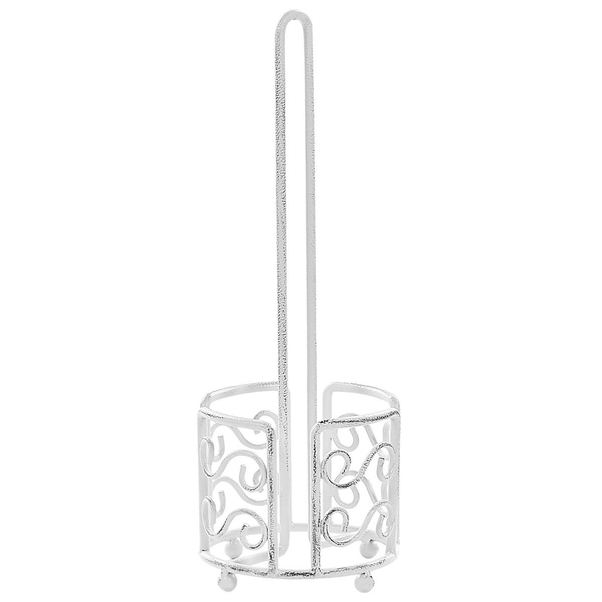TOILETTENPAPIERSTÄNDER Metall Antik Optik weiß Mandi - Weiß, Metall (16/41/16cm) - Beliani