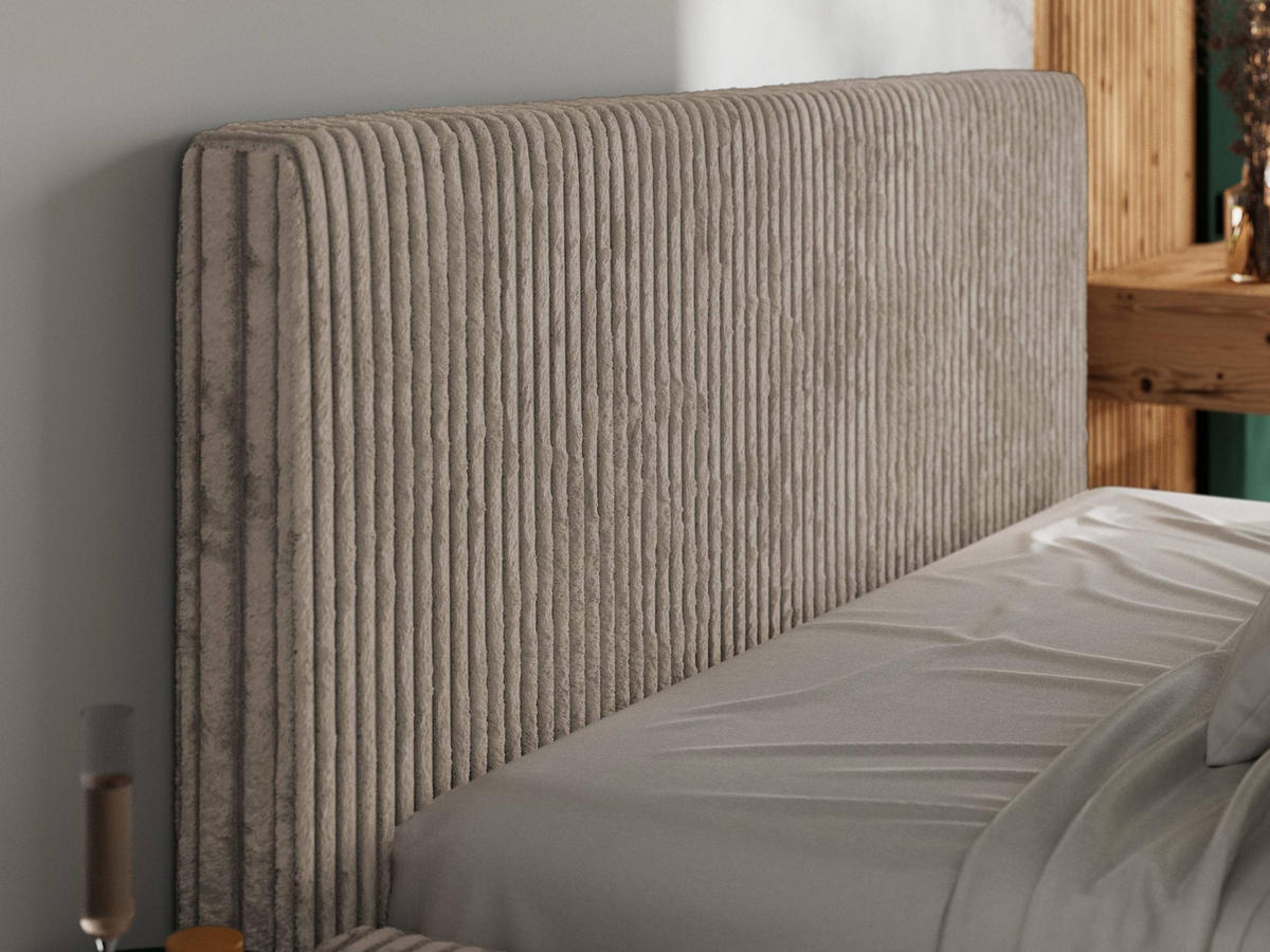 POLSTERBETT TILIANO CLASSIC 140/200 - Hellbraun Cord - Multipocket-Matratze - Hellbraun, Textil (140/200cm) - MKS