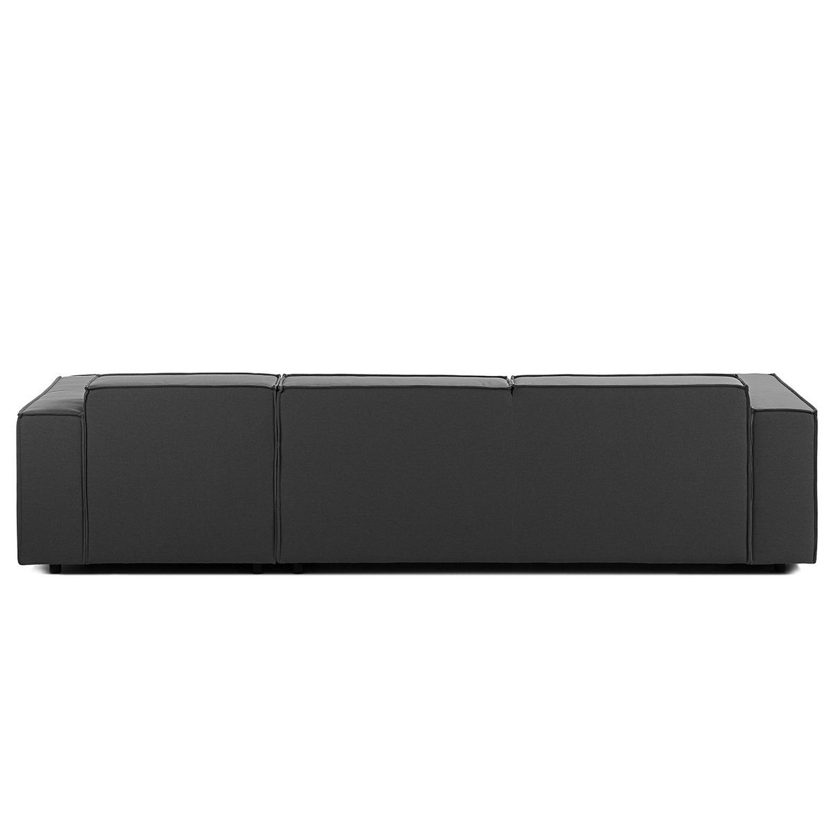 ECKSOFA mit Longchair - Anthrazit/Schwarz, Kunststoff/Textil (294/177cm) - home24