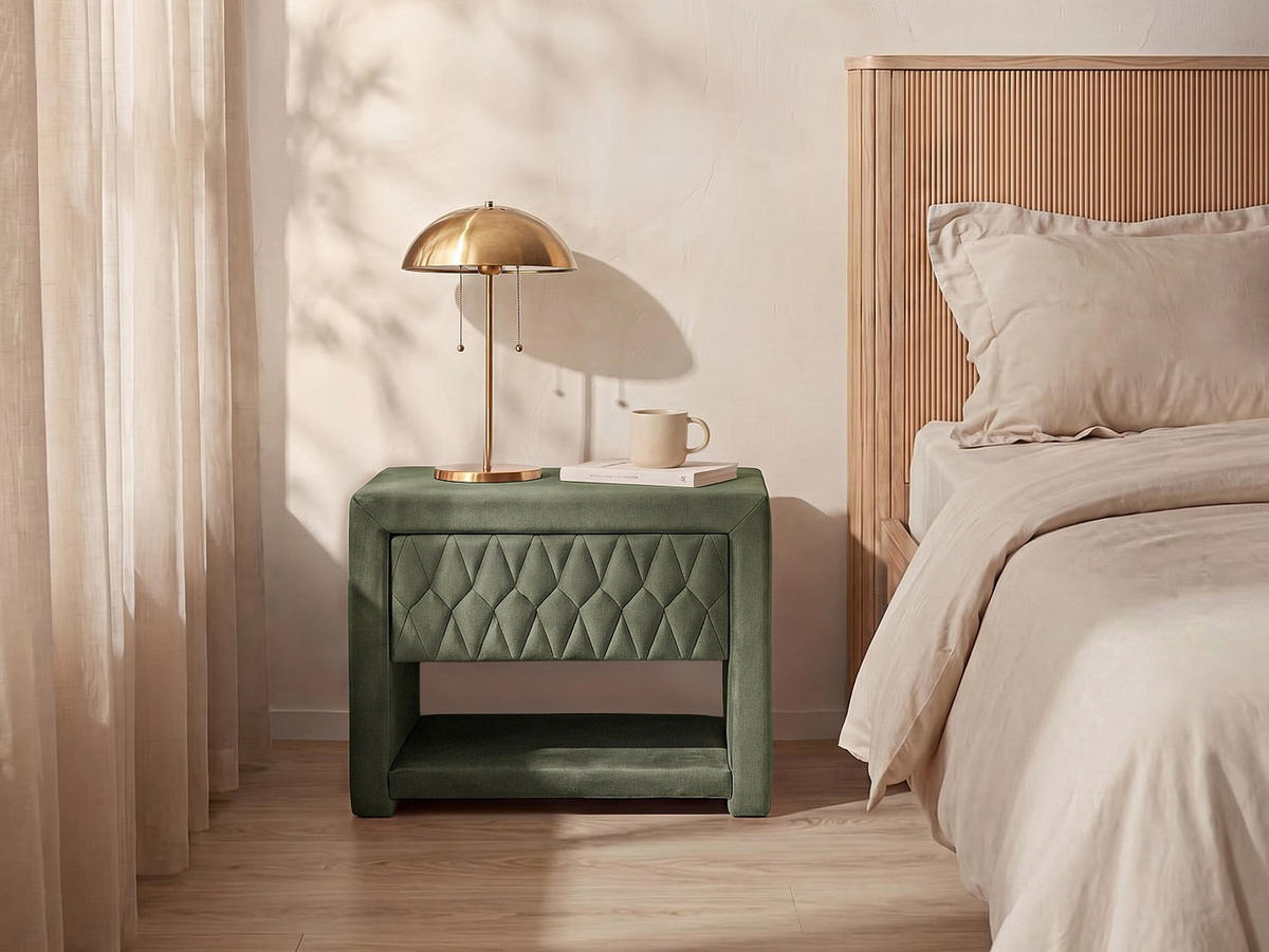 NACHTTISCH - 50 cm x 35 cm - Samt, Stoff - Grün - DANIELE - Grün, Textil (50/41/35cm) - Vente-Unique