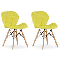 STUHL AMATRICE 2-er Set, Gelb, mit Samtstoff gepolstert - Gelb, Holz/Textil (48/74/53cm) - Komodee