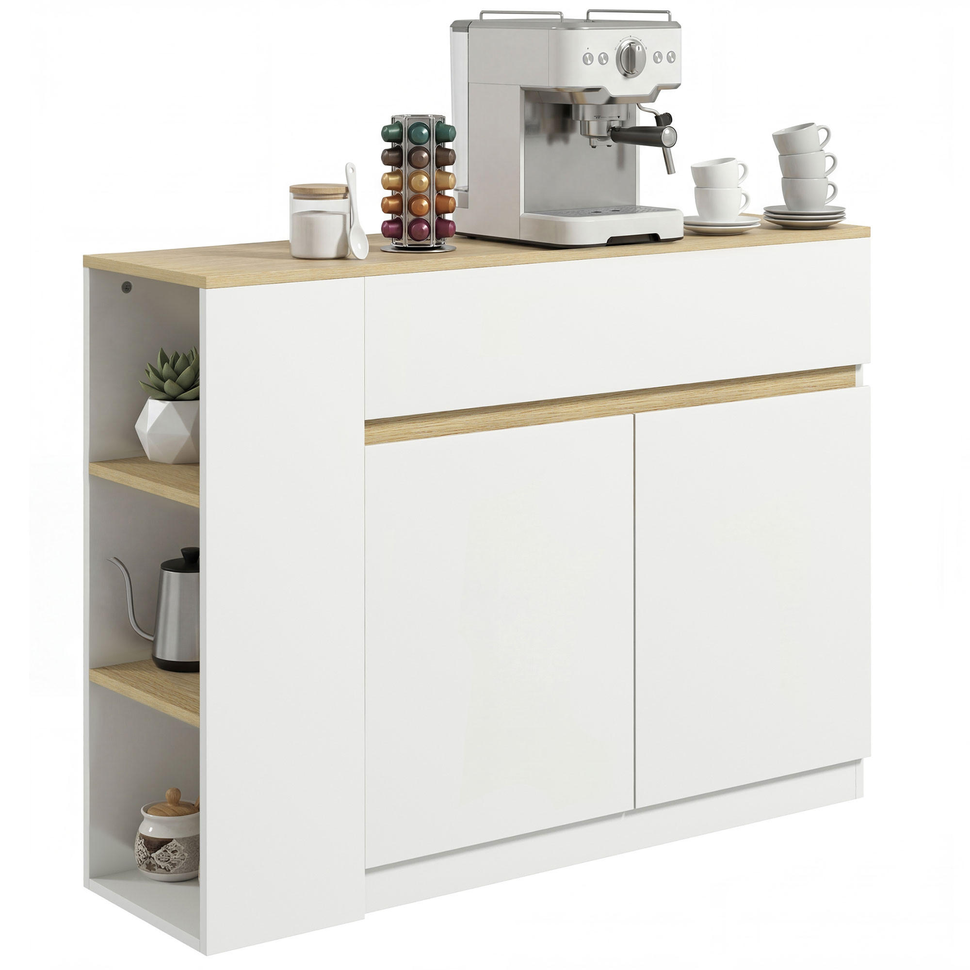 SIDEBOARD Weiß/Holzfarben, 110/29,5/82 cm - Weiß, Holz (110/82/29.5cm) - PANGIVO