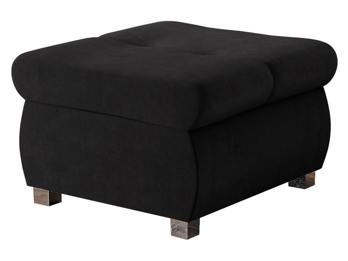 POLSTERHOCKER Orkan Klein - Silberfarben/Schwarz, Holz/Textil (60/39/60cm) - MIRJAN24