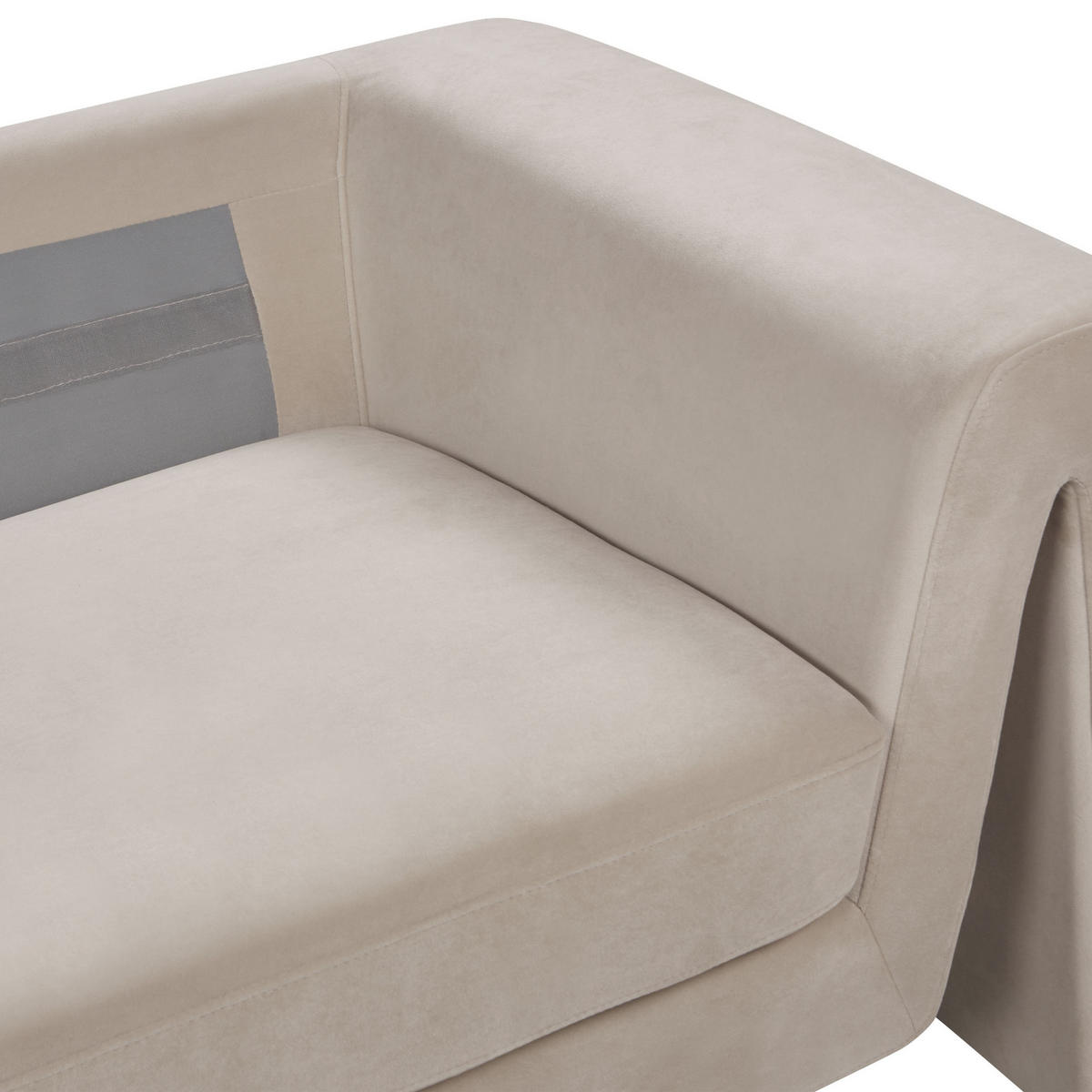 3-SITZER-SOFA Samtstoff taupe Maunu - Taupe/Schwarz, Textil (237/76/83cm) - Beliani
