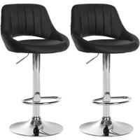 BARHOCKER 2er Set Lederlook schwarz - Schwarz, Textil (47/85/48cm) - CLP