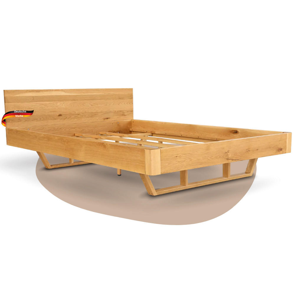 MASSIVHOLZBETT 180x200 cm KEILO Eichenholz Bettrahmen Eichenkufen - Braun, Holz (180/200cm) - DELUKE
