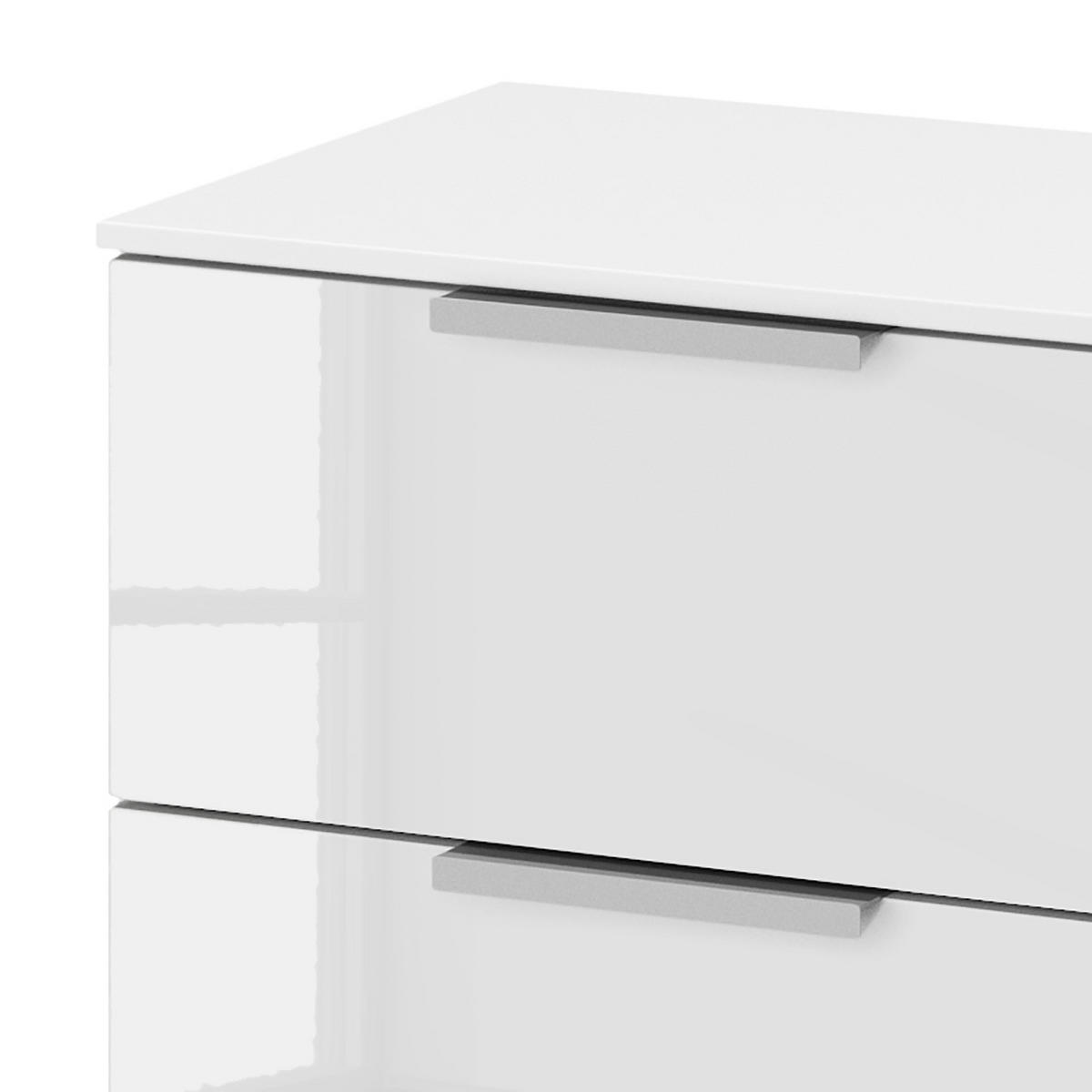 NACHTKOMMODE - 2 Schubladen - Weiß Hochglanz/Weiß, Holzwerkstoff (50/48/42cm) - home24