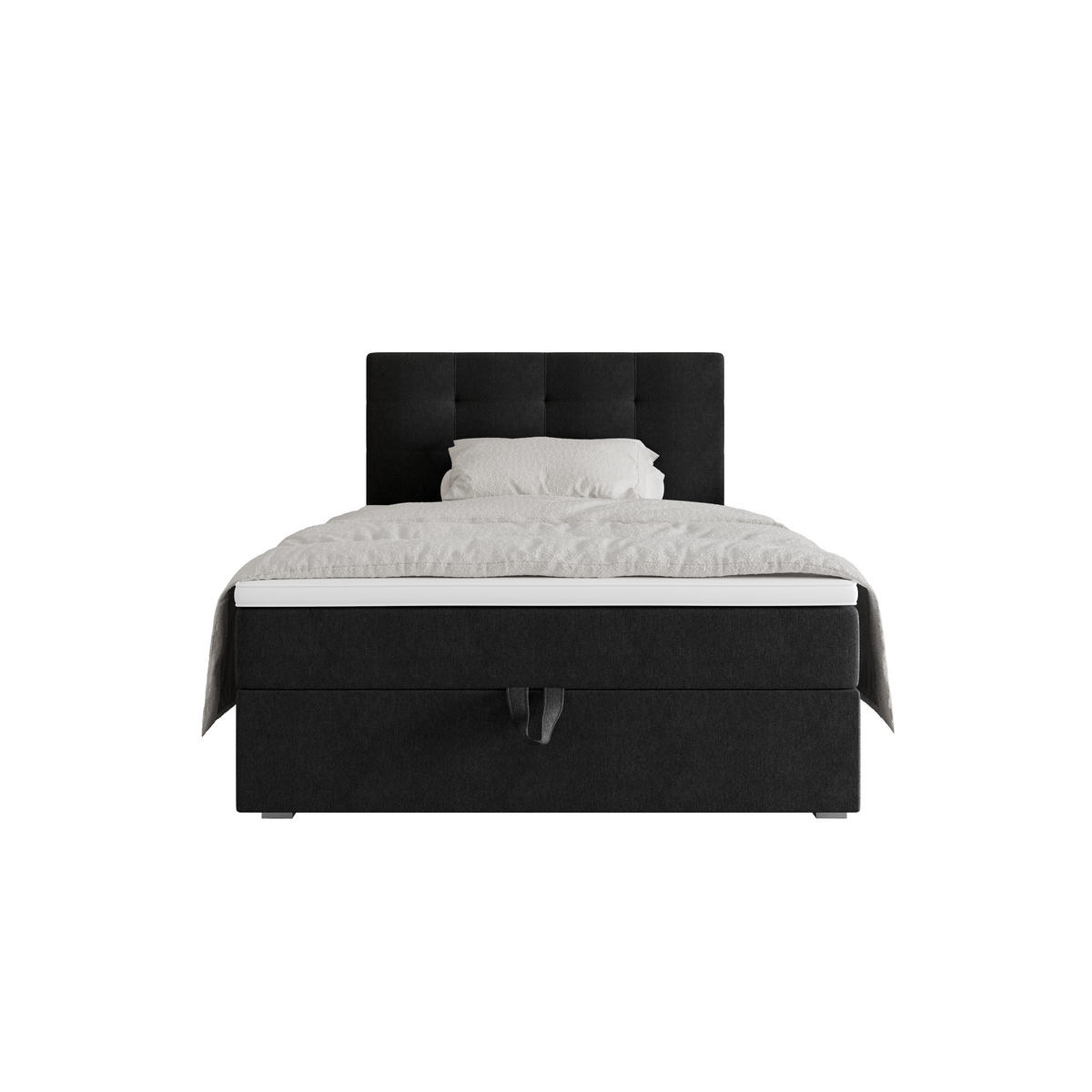 BOXBETT FADO 11 120x200, mit Matratze H3, Bonell und Topper, Cosmic 100 - Schwarz, Holz/Kunststoff (120/200cm) - Bedante