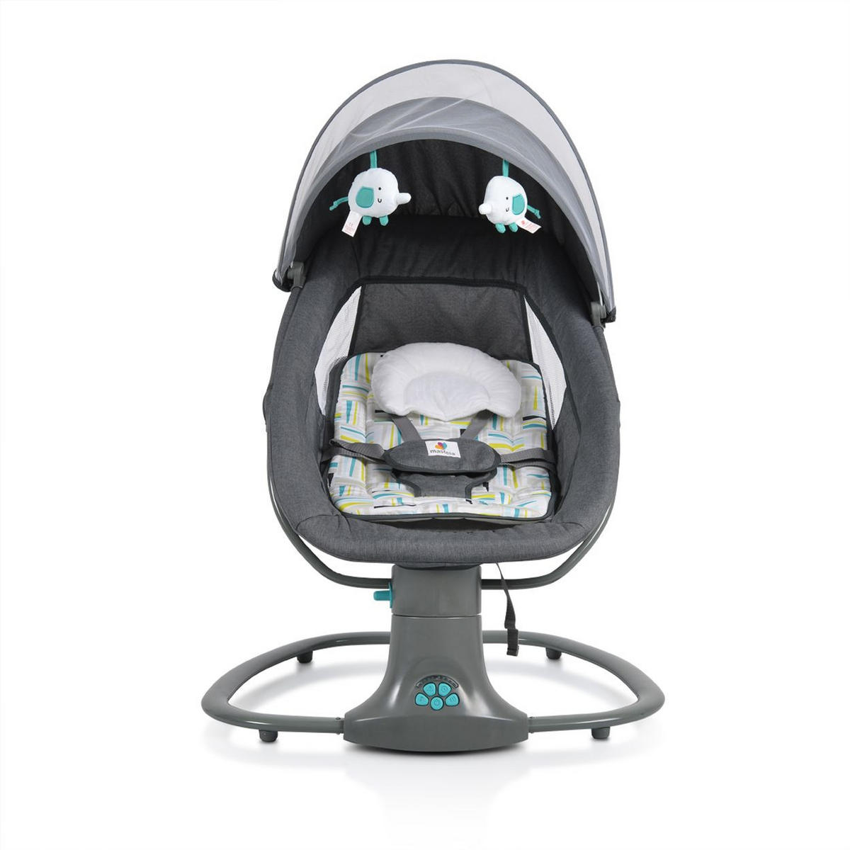 BABYWIPPE Axel 3 in1 grün Bluetooth, 5 Schaukelgeschwindigkeiten, Moskitonetz, 5-Punkt-Gurt - Grün, Metall - Moni