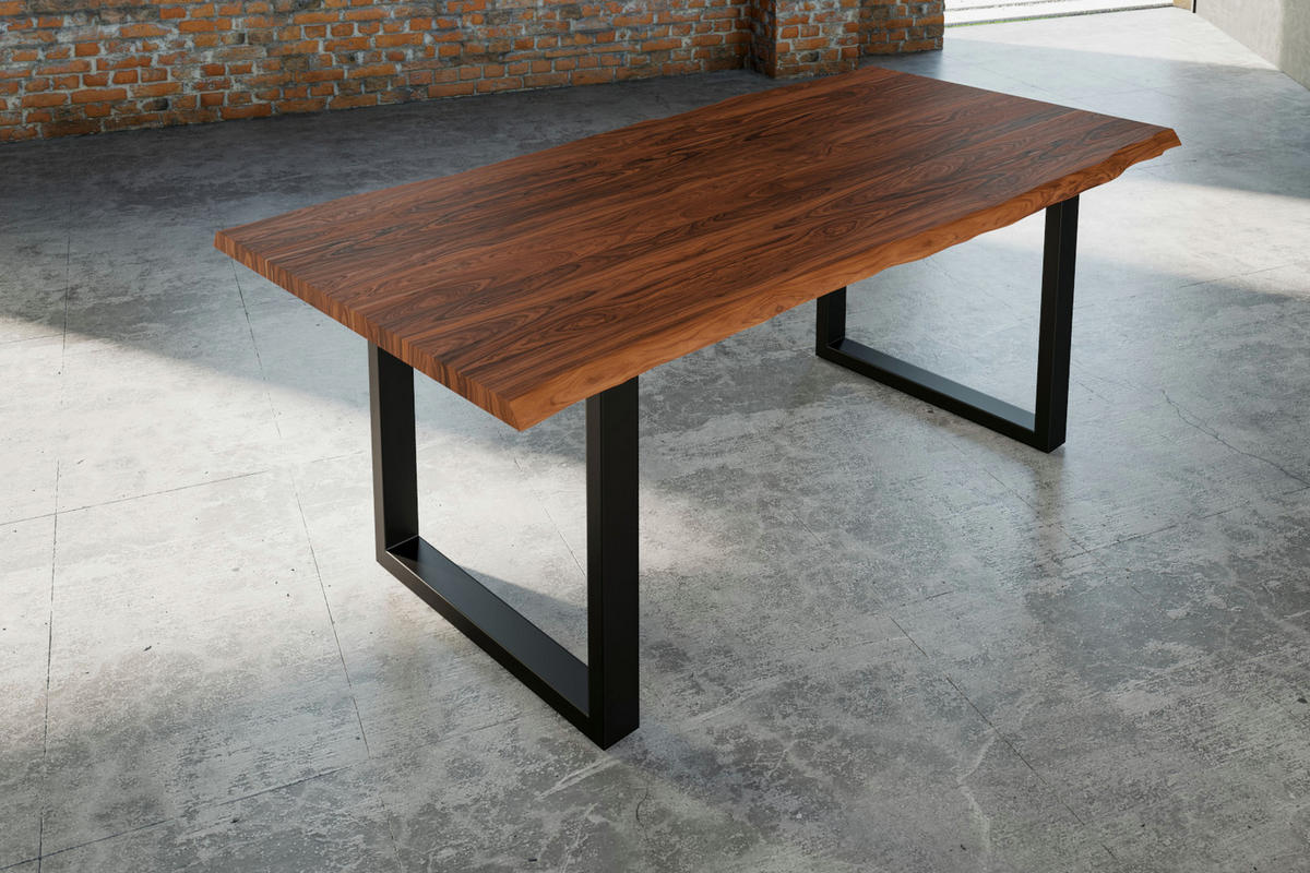 ESSTISCH LAUREN - Nussbaumfarben/Walnussfarben, Holz/Metall (100/220/77cm) - SAM